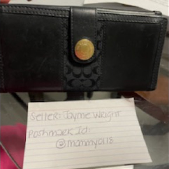 Coach Handbags - Coach Black Fabric leather wallet